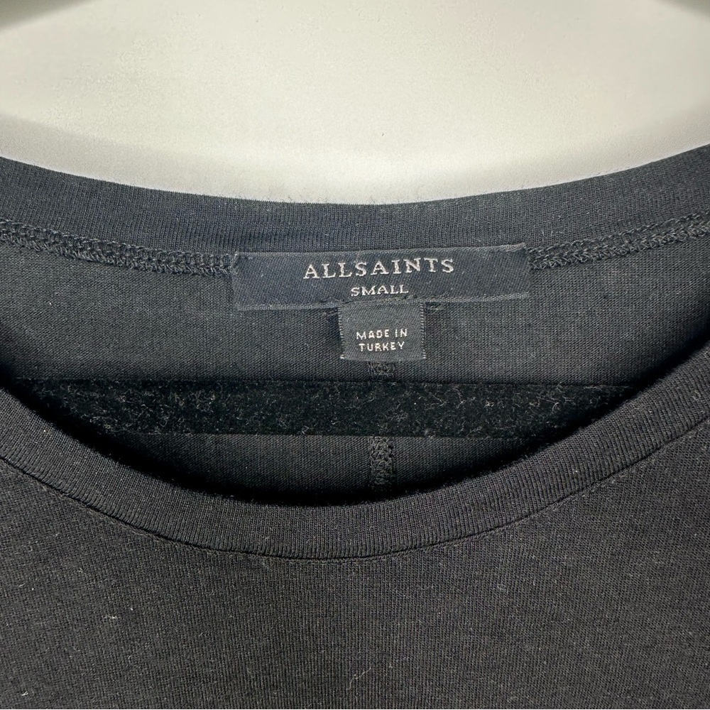 All Saints Classic Black Modal Silk Short Sleeve Top Size Small - Picture 2 of 4